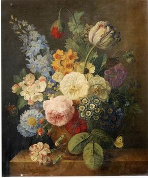 Floral, beautiful classical still life of flowers.040